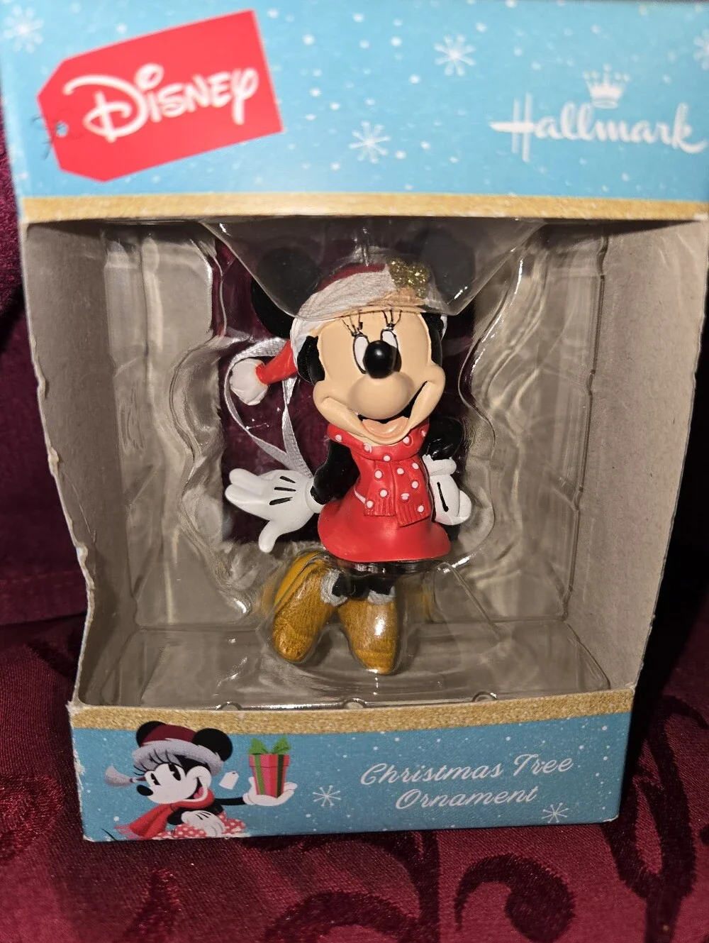 Hallmark 2022 Disney MINNIE MOUSE Christmas Ornament Smushed Box GUC Scarf Hat